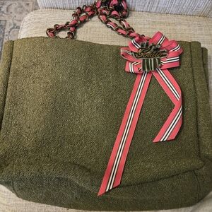 Bath & Body Goldie Limited Edition 4 Green Tweed Handbag/tote Pink Bow